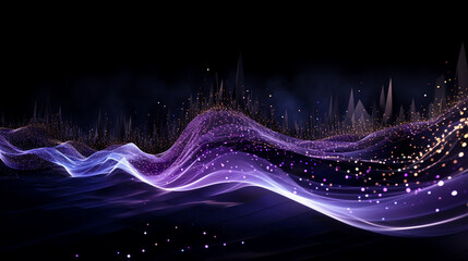 a large wave of information flowing across a black background created by generative AI