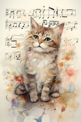 Cat with musical notes