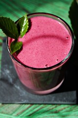 protein shake with blackberries