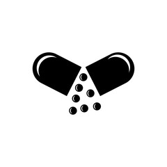 Drugs icon flat. Illustration isolated on white background. Vector grey sign symbol