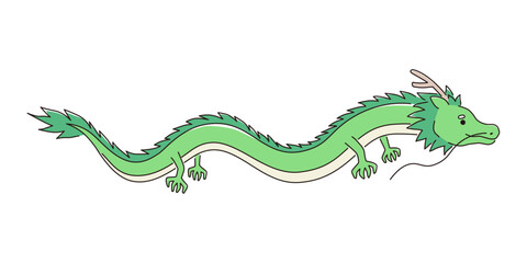 辰年　竜　年賀状　正月用線画イラスト