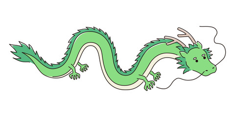 辰年　竜　年賀状　正月用線画イラスト