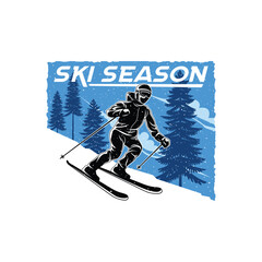 Snowboarding Logo design. Ski sports logo illustration vector