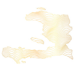 abstract map of Haiti - vector illustration of striped gold colored map	