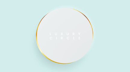 White Background with Golden Circle Lines, Luxury Elegant Concept