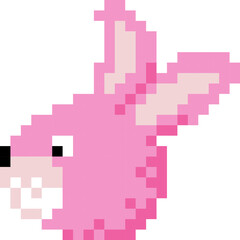 Rabbit cartoon icon in pixel style.