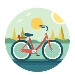 bicycle green ride summer vector