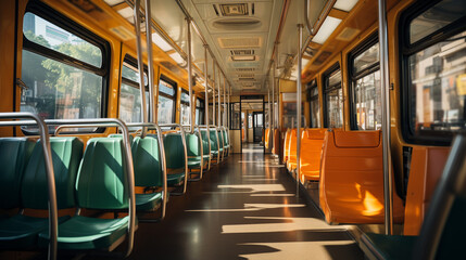 Empty bus interior. Generative Ai