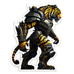 illustration of a warrior, tiger, futuristic