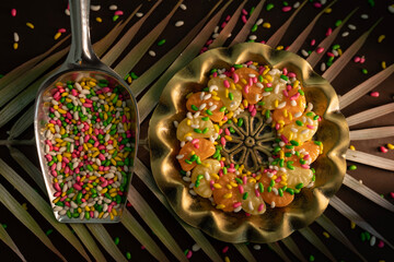 Top view of colourful sweet candies