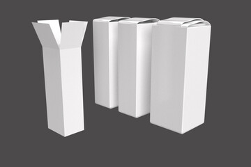 White cardboard boxes, one is open