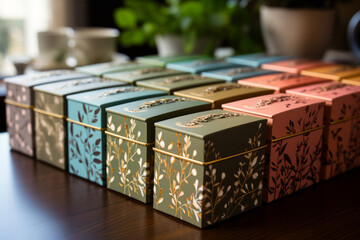 Obraz premium cardboard packages for tea. Generative AI