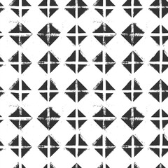 Seamless striped pattern with black triangles isolated on a white background. Hand drawn illustration. 
