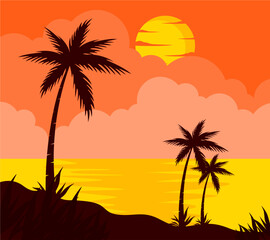 Fototapeta na wymiar sunset on the beach beautiful color background