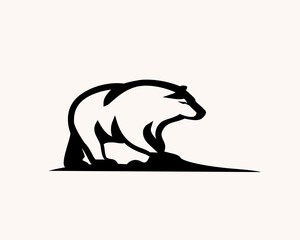 walking nature bear black white logo symbol design template illustration inspiration