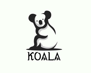 sitting koala looking side logo icon symbol design template illustration inspiration