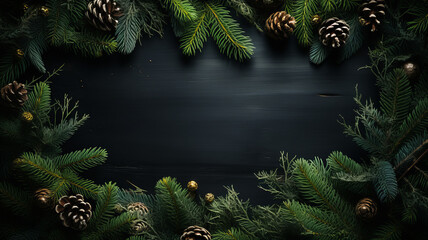 pine fir branches surrounded by a blank white board under a tree, in the style of texture-rich compositions. Generative AI