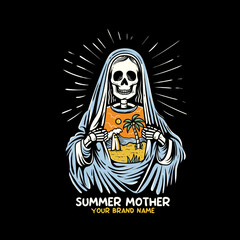 the skeleton summer, with beautiful beach inside the bone