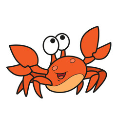 Cute cartoon sea crab color variation isolated on white background