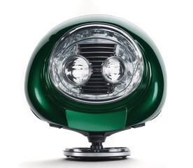 Naklejka premium Vintage Green Car Headlight on White Background