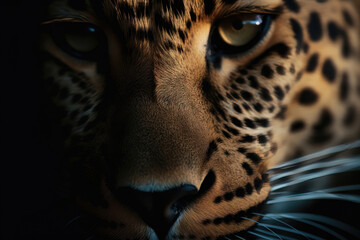 Leopard's eyes macro close up. AI generated