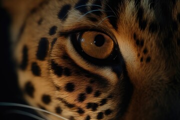 Leopard's eyes macro close up. AI generated