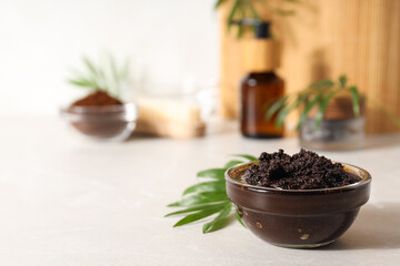 Concept of skin and face care, coffee scrub