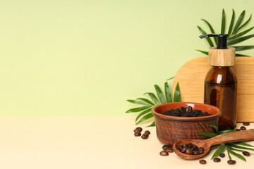 Concept of skin and face care, coffee scrub