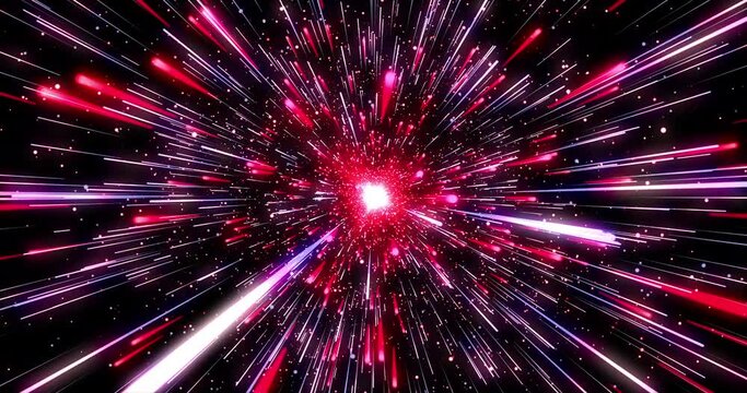 Footage through space with shining stars. Sci-fi warp and cyber future concepts. Abstract, repeatable video for background.