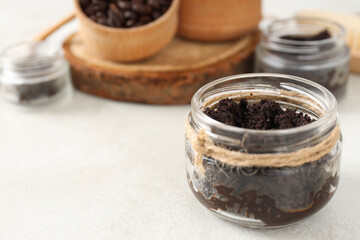 Concept of skin and face care, coffee scrub