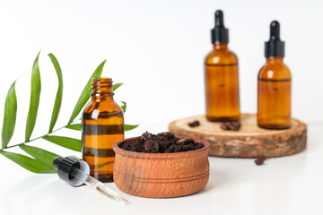Concept of skin and face care, coffee scrub
