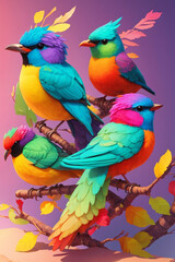 Obraz premium Sublimation of cute 3d birds, Generative AI 