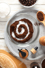 Concept of skin and face care, coffee scrub