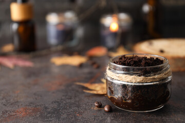 Concept of skin and face care, coffee scrub