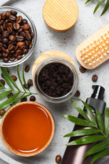 Concept of skin and face care, coffee scrub