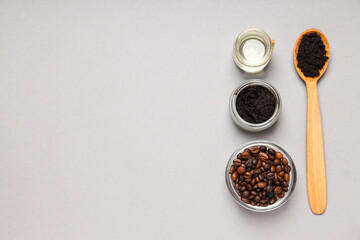 Concept of skin and face care, coffee scrub