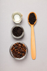 Concept of skin and face care, coffee scrub