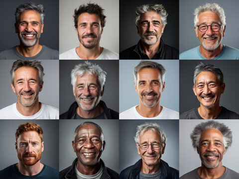 Collage Of Ethnically Different Happy People Modern Portraits Woman, Success, Smiling And Happiness Multicultural Faces Looking At Camera, Human Resource Society Database Concept, Globalization..