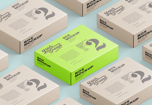 Set of Flat Cardboard Boxes Mockup