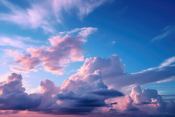 The clouds are a soft pink color, and they are scattered throughout the sky. AI generated