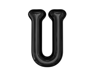 Letter U Black 3D Render