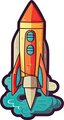 Fototapeta premium Vibrant and colorful rocket illustration with transparency, perfect for adding a playful and dynamic element to your designs. Generative AI.