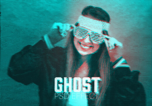 Photo Duotone Ghosting Effect Mockup