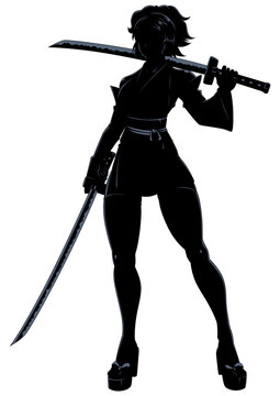 Manga Samurai Female Silhouette