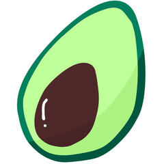avocado cut in half icon cartoon style