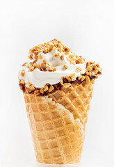 ice cream cone on the white