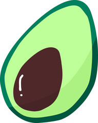 avocado cut in half icon cartoon style