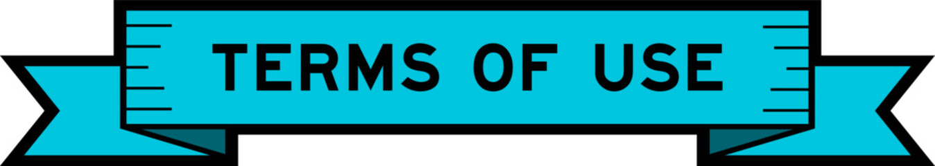 Ribbon label banner with word terms of use in blue color on white background