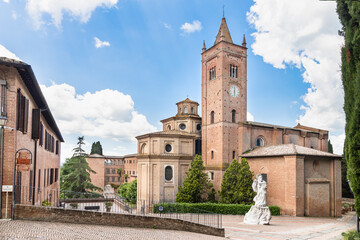 The Abbey of Monte Oliveto Maggiore is a large Benedictine monastery in the Italian region of Tuscany. - obrazy, fototapety, plakaty