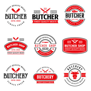 Vintage butchery logo templates collection. Butchery logo ornament logo vector design elements set. Emblem of Butcher meat shop set